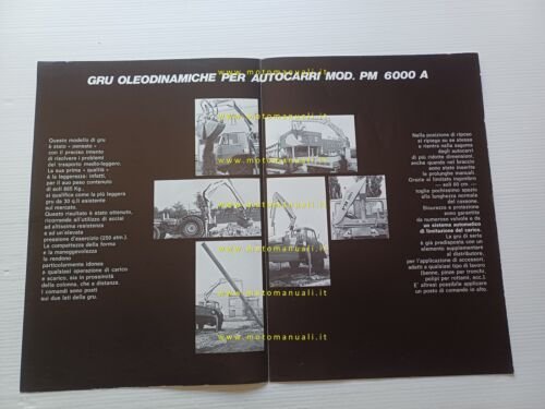 PM gru oleodinamiche per autocarri 6000-A anni 70 depliant originale …