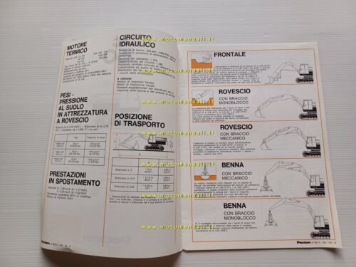 Poclain escavatore SC 150 1974 scheda tecnica depliant italiano originale