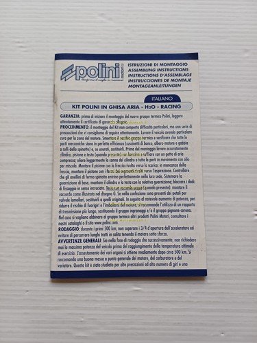 POLINI manuale istruzioni montaggio kit Ghisa H2O Racing originale