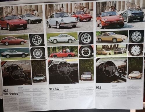 Porsche 924-924 Turbo-911 SC-928 depliant inglese originale brochure auto