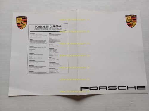 Porsche presentazione 911 Carrera 4 1989 depliant francese originale