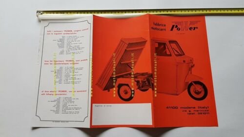 POWER 50 Motocarri produzione modelli 1971 depliant catalogo originale Brochure