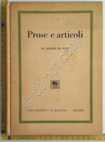 PROSE E ARTICOLI - Filippo De Pisis - Il Balcone … | Immagine principale