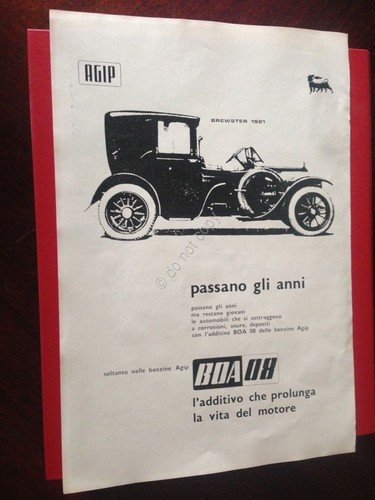Pubblicità Advertising Agip Brewster 1921 rifilatura da rivista anni '50 | Immagine principale