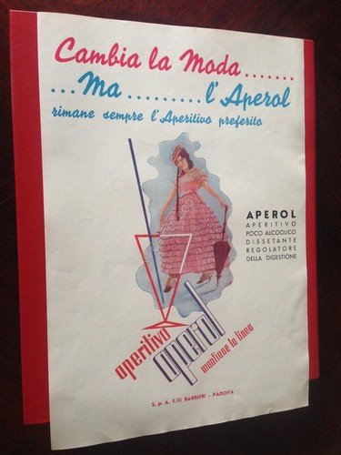 Pubblicità Advertising Aperol Aperitivo rifilatura da rivista anni '50