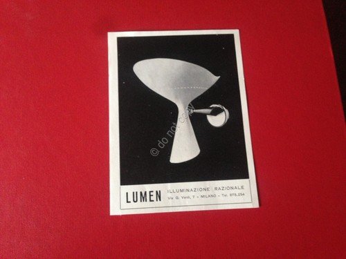 Pubblicità Advertising Lumen Illuminazione Milano rifilatura da rivista anni '50 | Immagine principale