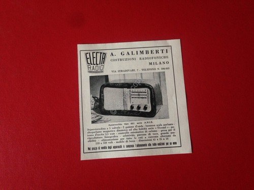 Pubblicità Advertising Radio Electa Galimberti rifilatura da rivista anni '50 | Immagine principale