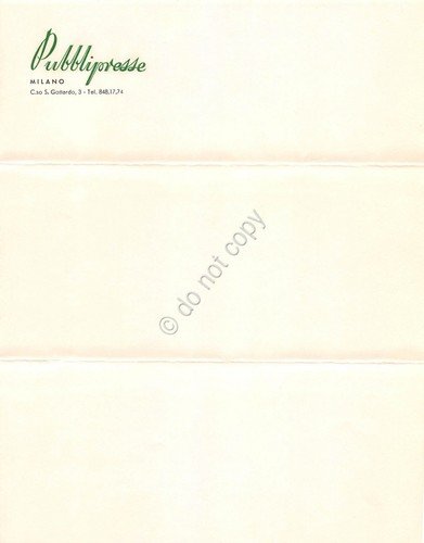 Pubblipresse Milano 2 fogli carta intestata in rilievo anni '50 … | Immagine principale