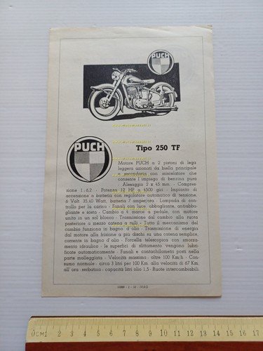 Puch 150 TL - 250 TF 1953 depliant italiano originale