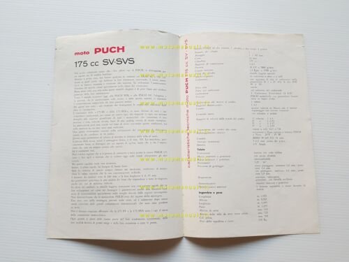 Puch 175 SV - SVS 1956 depliant italiano originale