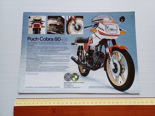 PUCH Cobra 80 GT 1982 depliant originale TEDESCO