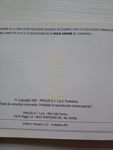 PUCH Gilera Stalker 50 2001 manuale uso manutenzione originale testo …