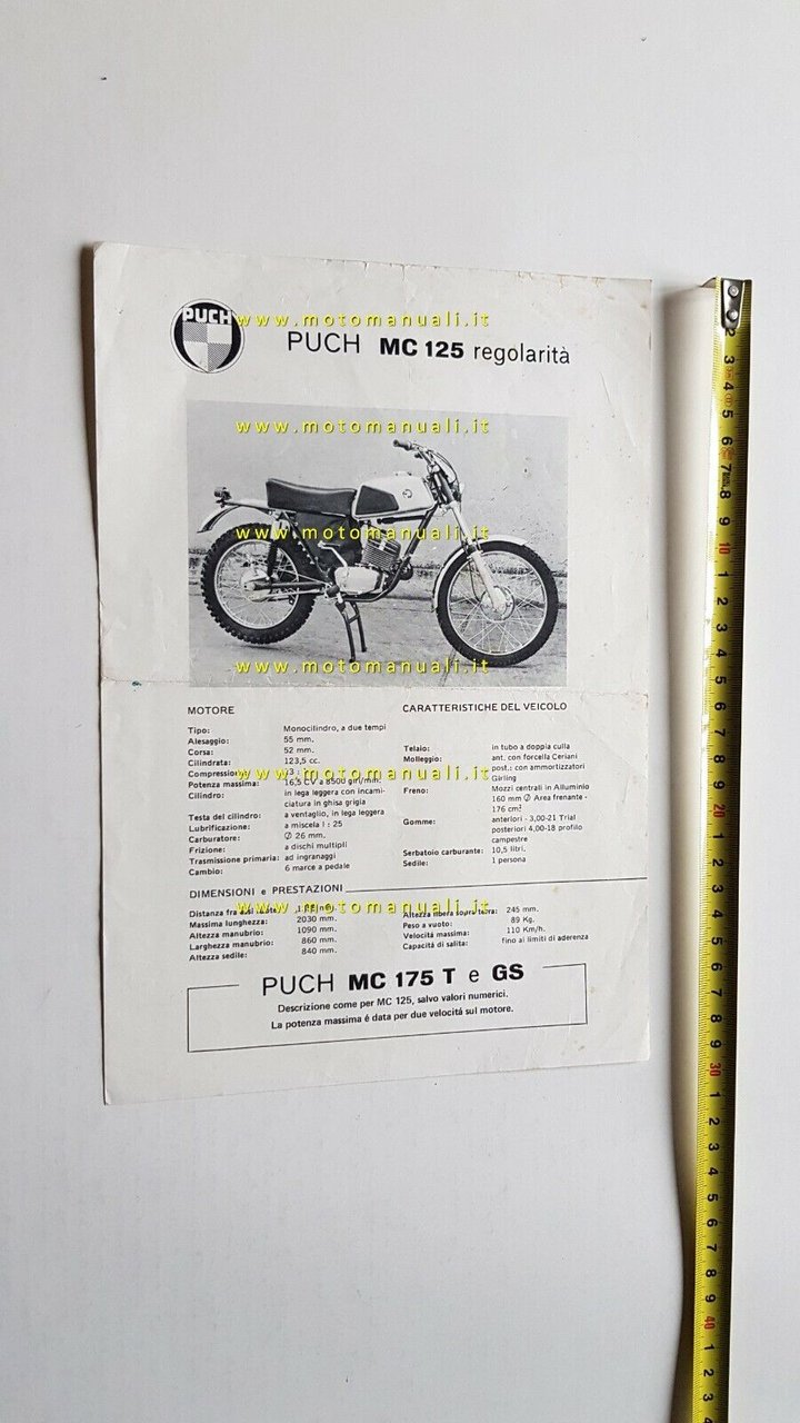 PUCH MC 125 REGOLARIT - M 125 STRADA depliant originale …