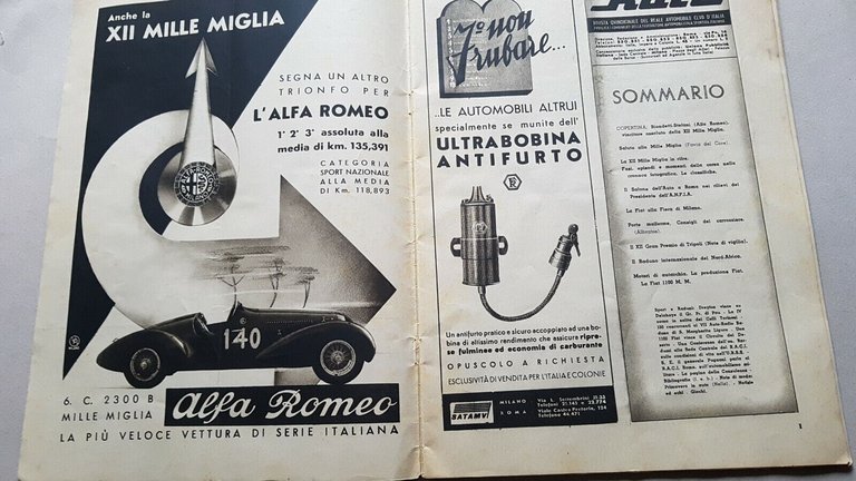 R.A.C.I. fascicolo n.7 1938 rivista anteguerra REAL AUTOMOBIL CLUB ITALIANO