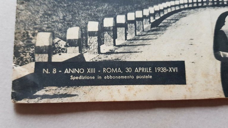 R.A.C.I. rivista anteguerra REAL AUTOMOBIL CLUB ITALIANO fascicolo n.8 1938