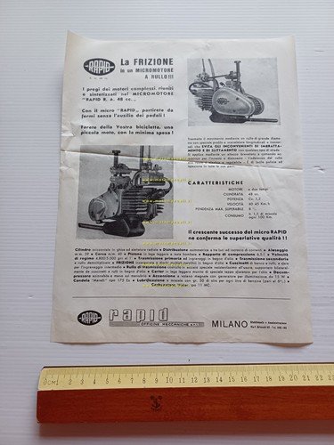 Rapid R.A. 48 micromotore 1953 depliant italiano originale