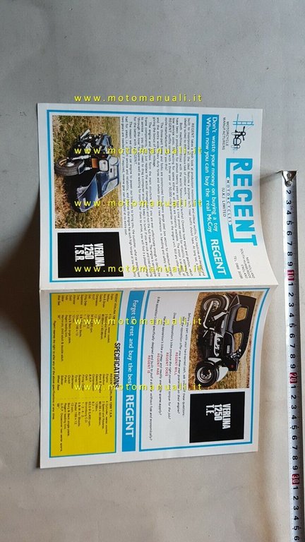 REGENT VERLINA SIDECAR depliant originale inglese moto English brochure