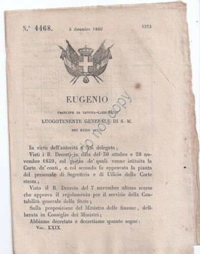 Regio Decreto 1860 Eugenio Aggiunta posti Magistratura e Segreteria n.4468