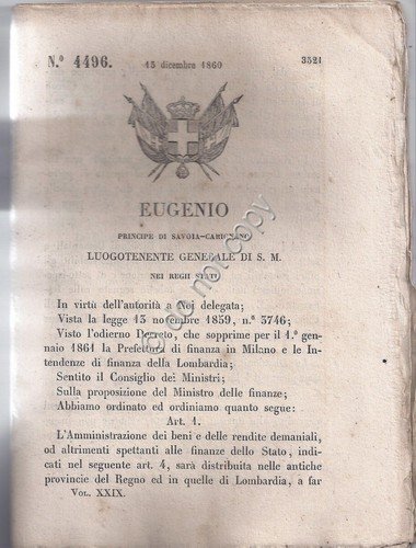 Regio Decreto 1860 Eugenio Circoli Direzioni Demaniali 4496
