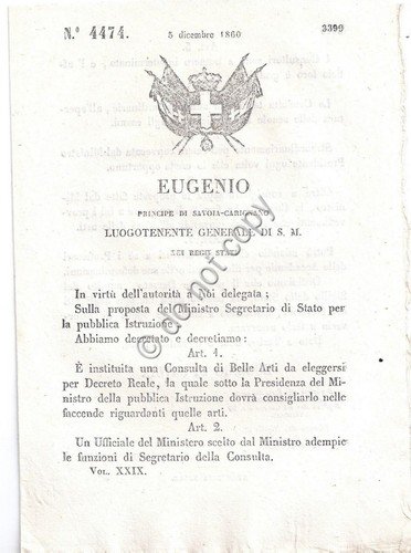 Regio Decreto 1860 Eugenio Consulta di Belle Arti 4474 | Immagine principale