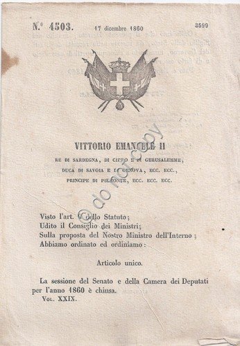 Regio Decreto 1860 VE II sessione Camera dei deputati e … | Immagine principale