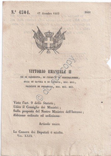 Regio Decreto 1860 VM II la Camera dei deputati è … | Immagine principale