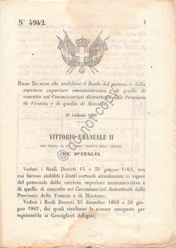 Regio Decreto 1869 Provincie di Venezia e Mantova Ruolo del … | Immagine principale