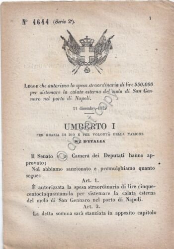 Regio Decreto 1878 Umberto I Napoli Molo San Gennaro 4644