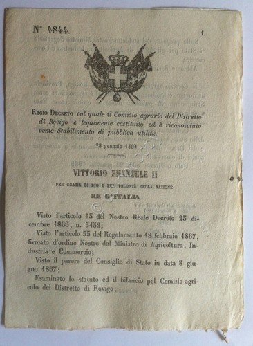 Regio Decreto 4844 Comizio Agrario di Rovigo stabilimento di pubblica … | Immagine principale