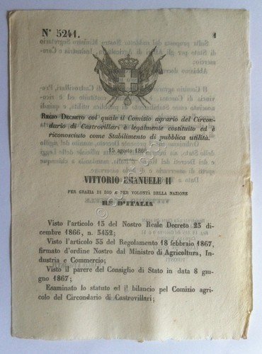 Regio Decreto 5241 Castrovillari stabilimento pubblica utilità | Immagine principale