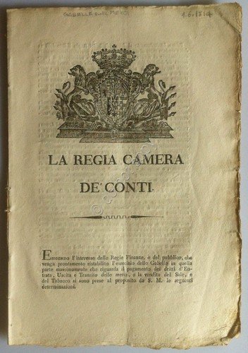 Regno di Sardegna 1814 - Regia Camera de' Conti - … | Immagine principale