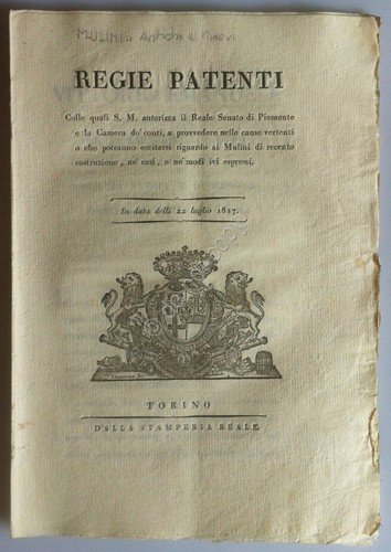 Regno di Sardegna 1817 - Regie Patenti - Mulini di … | Immagine principale
