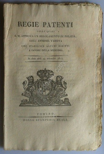 Regno di Sardegna 1817 - Regie Patenti - Regolamento Polizia …