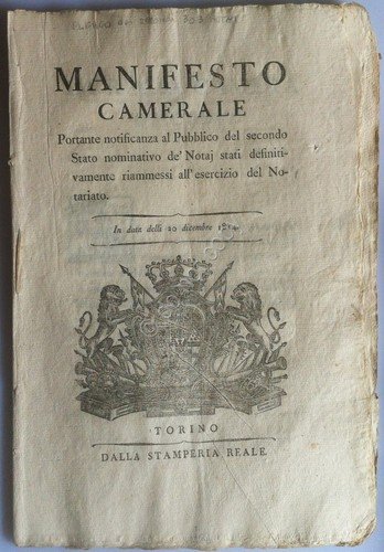 Regno di Sardegna 1818 - Regie Patenti - Regolamento Polizia …