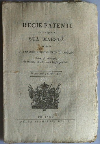 Regno di Sardegna 1818 - Regie Patenti - Regolamento Polizia …