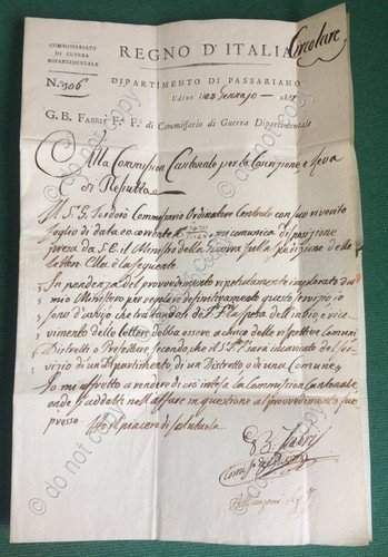 Regno Napoleonico 1807 - Lettera Autografo G. B. Fabris - … | Immagine principale