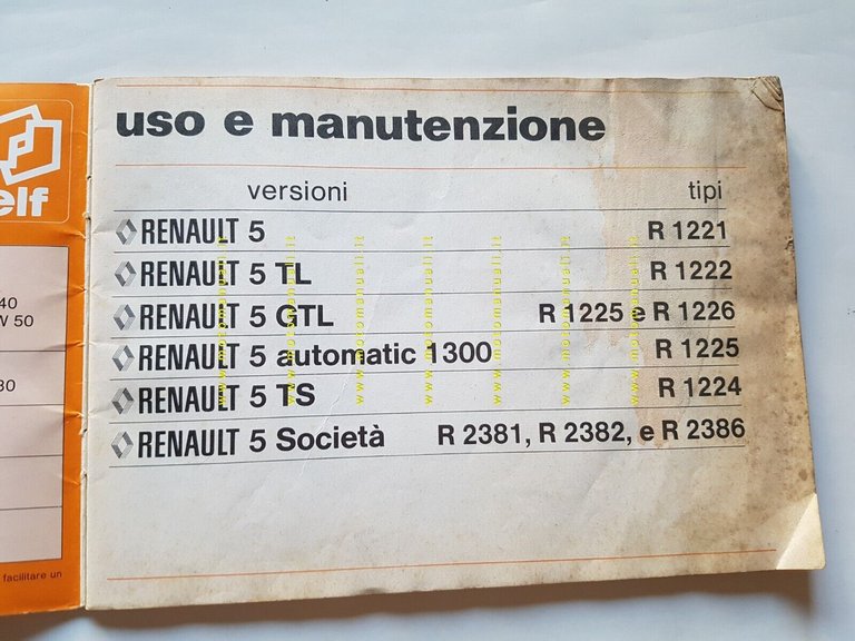 Renault 5 modelli 1978 Manuale Uso Manutenzione Libretto originale italiano