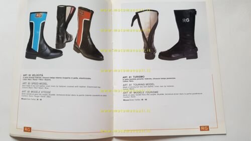 RG stivali cross enduro velocit produzione modelli 1980 depliant catalogo