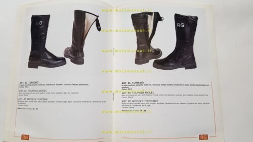 RG stivali cross enduro velocit produzione modelli 1980 depliant catalogo