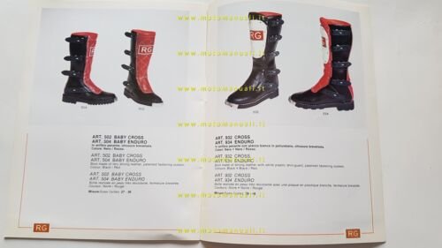 RG stivali cross enduro velocit produzione modelli 1980 depliant catalogo