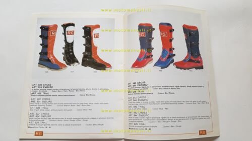 RG stivali cross enduro velocit produzione modelli 1980 depliant catalogo