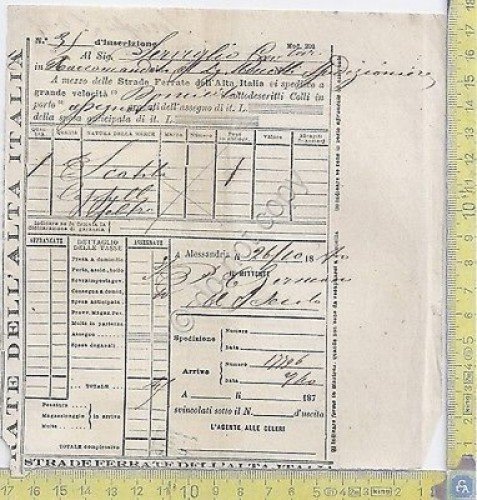 Ricevuta di spedizione Strade Ferrate Mediterraneo - 1870 | Immagine principale