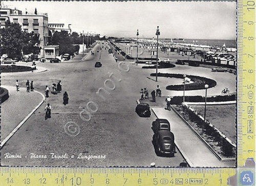 Rimini - Piazza Tripoli e Lungomare - 1958 - Cartolina …