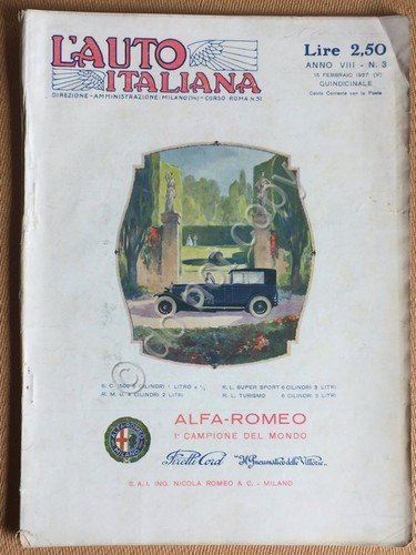 Rivista - L'Auto Italiana - Anno VIII N. 3 1927 … | Immagine principale