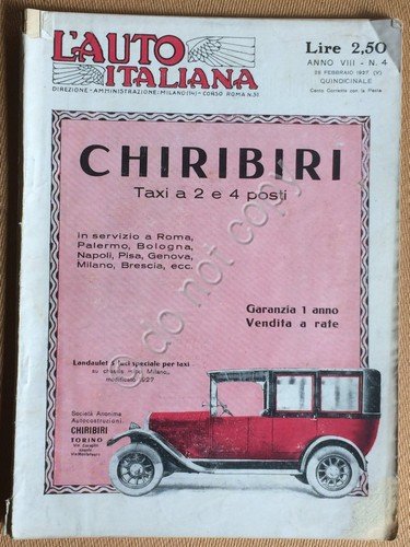 Rivista - L'Auto Italiana - Anno VIII N. 4 1927 … | Immagine principale