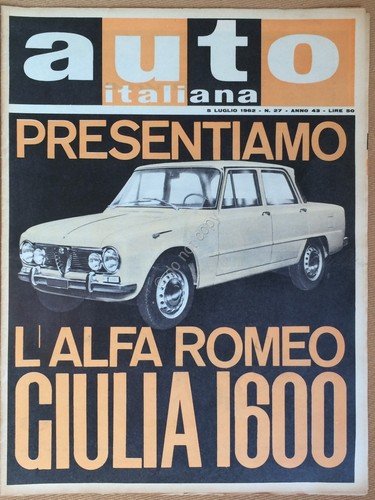 Rivista Automobilismo - Auto Italiana N° 27 1962 - Alfa …
