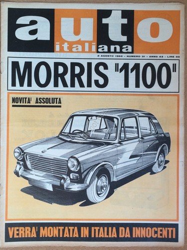 Rivista Automobilismo - Auto Italiana N° 31 1962 - Morris …