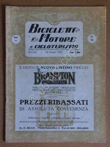 Rivista Biciclette a Motore e Cicloturismo - Anno V - … | Immagine principale