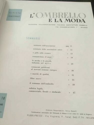 Rivista L'ombrello e la Moda ombrello moda N 18 Maggio …