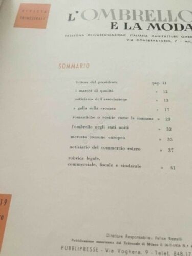 Rivista L'ombrello e la Moda ombrello moda N 19 Lu …